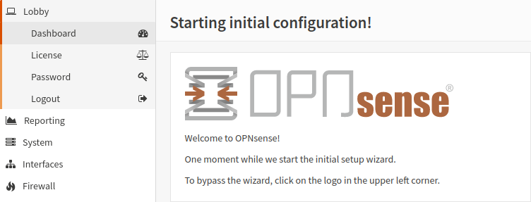 OPNsense: GUI - initial configuration