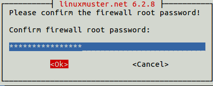 Nochmalige Eingabe des Passworts für den ``root`` auf dem IPFire ein.