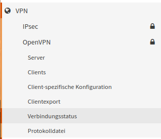 VPN: Check connection status - menue item