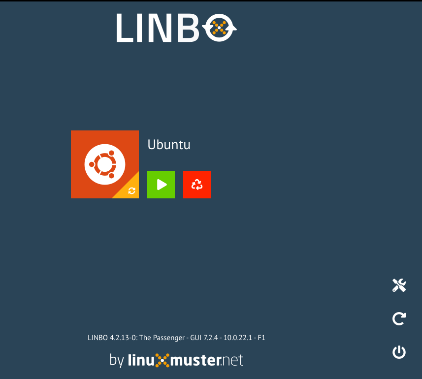 Linbo Startbildschirm eines aufgenommenen Clients