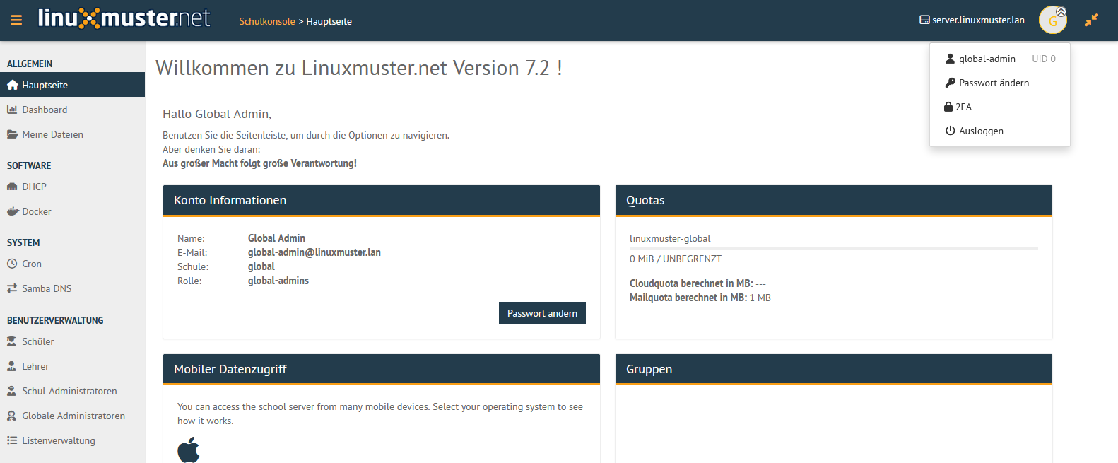 School Console Welcome