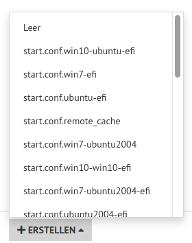 WebUI menue linbo create start template