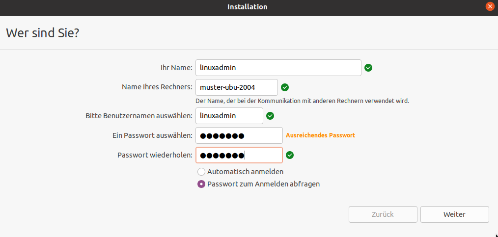 Ubuntu Installation: linuxadmin user