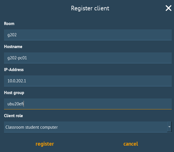 Device Management: Linbo 4 - register client