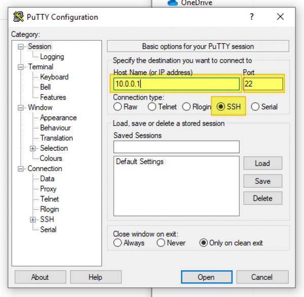 Putty Connection Data