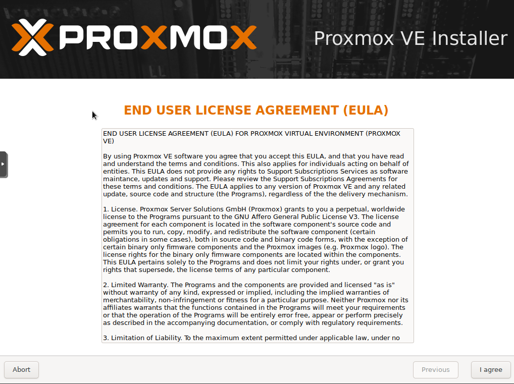 Proxmox Nutzervereinbarung