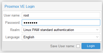 Proxmox Web-UI Login