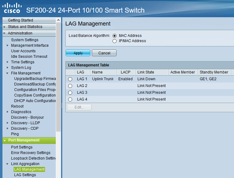 LACP-Bond SF200-24