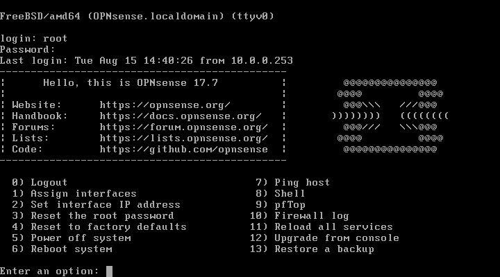 OPNsense® Menue