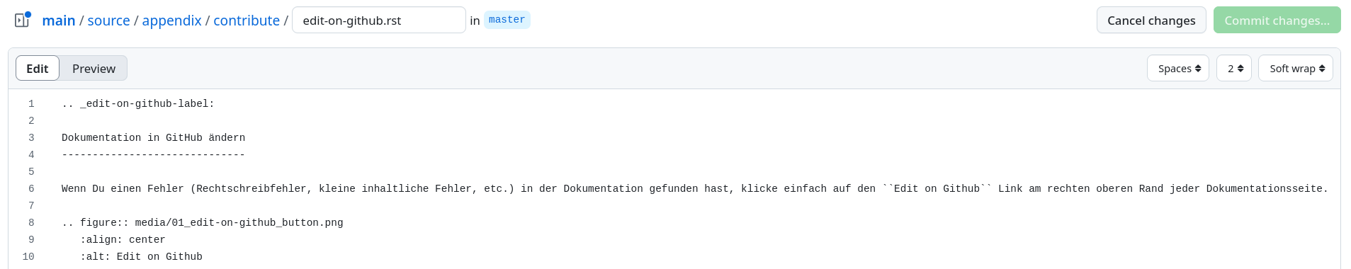 edit with online editor in github