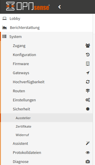 System-Security-CA: Menue item
