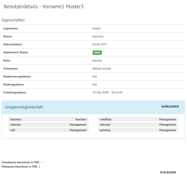 Benutzereinstellungen