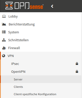 OPenVPN Server: Menue item