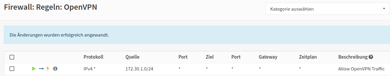 OpenVPN Rule: Settings