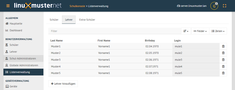 Teachers uploaded by teachers.csv