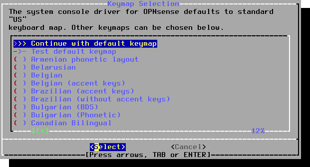 OPNsense: Installer keymap