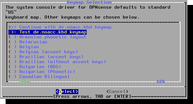 OPNsense: Test keymap