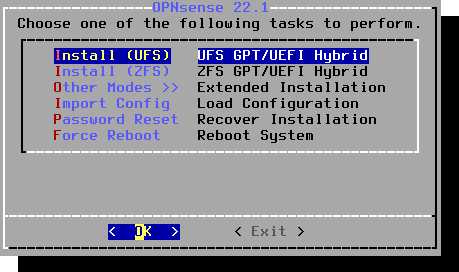 OPNsense: Install (UFS)