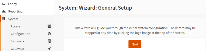 OPNsense: GUI - setup wizard