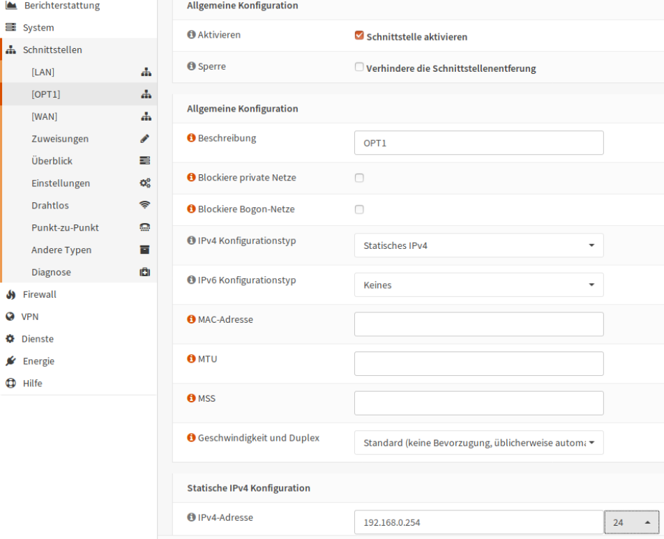 OPNsense: GUI - LAN NIC
