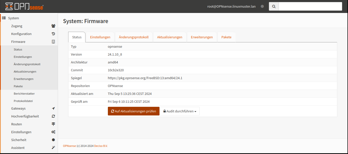 OPNsense: GUI - update