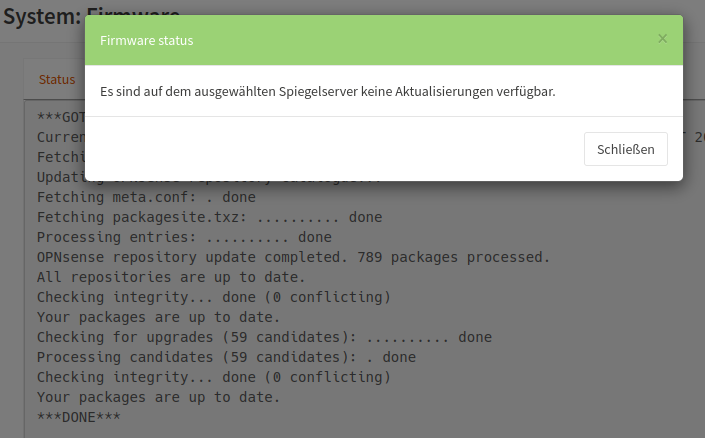 OPNsense: GUI - no update available