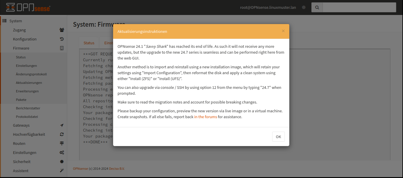 OPNsense: GUI - updates part1