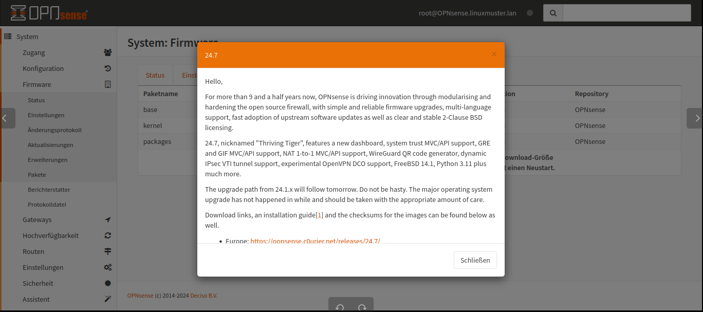 OPNsense: GUI - updates available