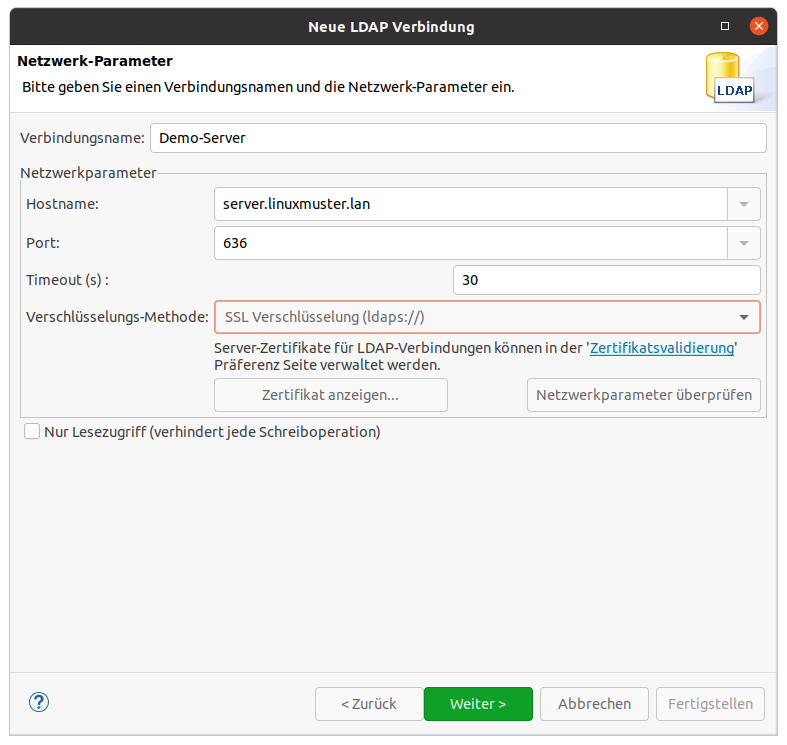 Neue LDAP Verbindung