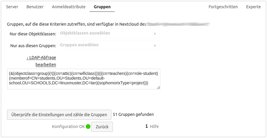 Einstellungen Gruppe Lehrer