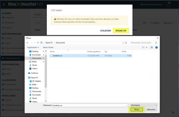 WebUI Import User CSV