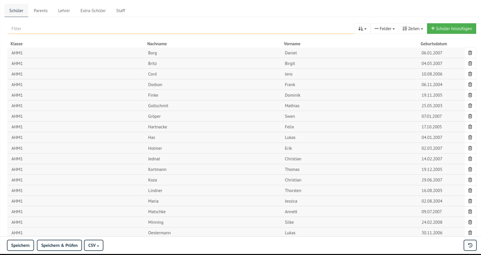 Check students found in csv file