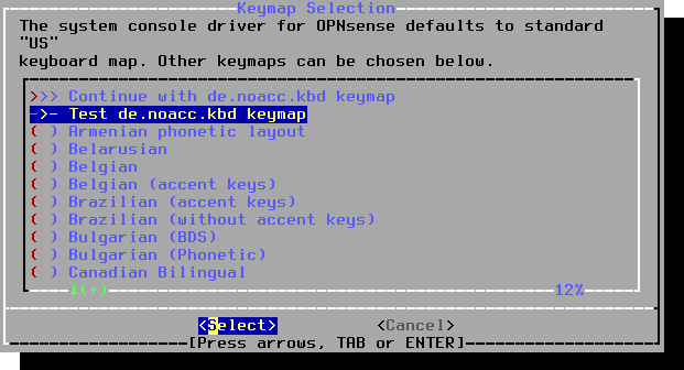 OPNsense: Test keymap