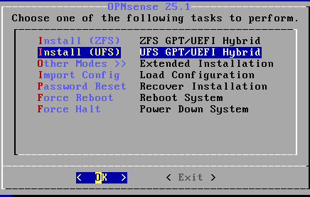 OPNsense: Install (UFS)