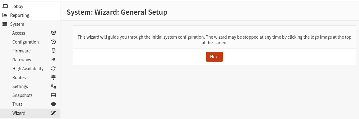 OPNsense: GUI - initial configuration