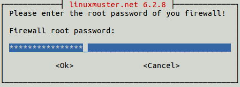 Eingabe des Passworts für den ``root`` auf dem IPFire ein.