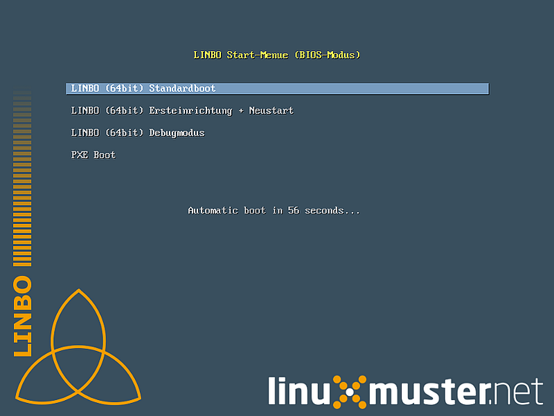 LINBO-Startmenü im BIOS-Modus (unter Verwendung von Syslinux)