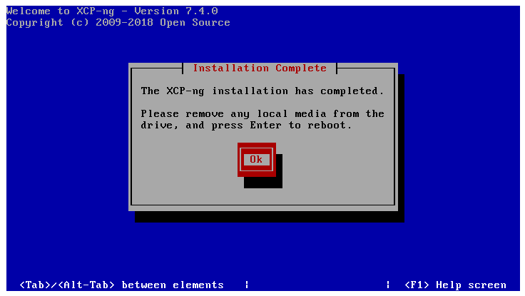 Schritt 8 der Installation des XCP-ng Servers